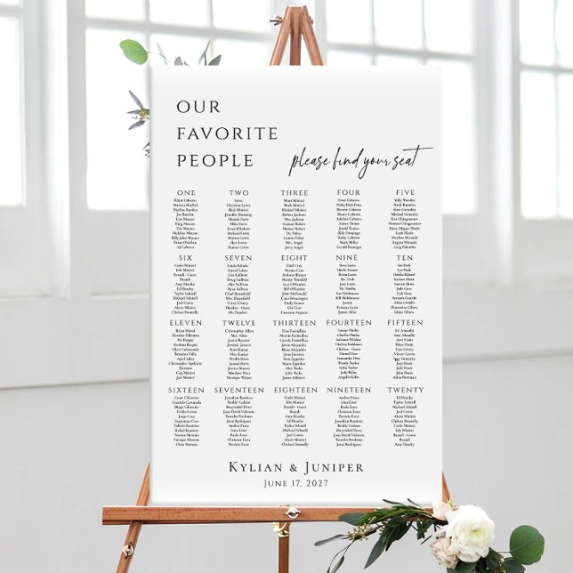 Modern minimalist 20 tables seating plan poster (Creator Uploaded)