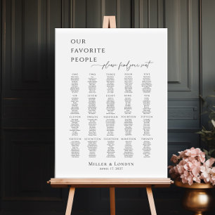 Modern minimalist 20 tables seating plan poster