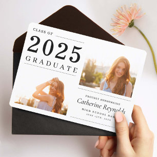 Modern Minimalist 2 Photo Graduation Announcement