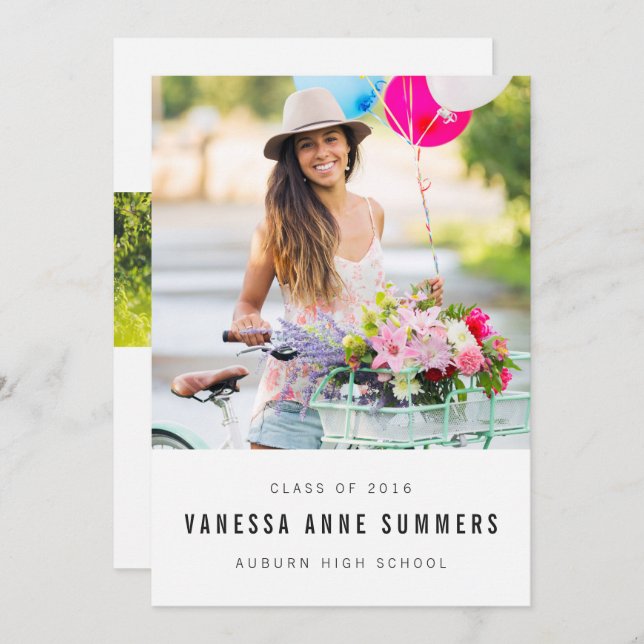 Modern Minimalist 2 Photo Graduation Announcement (Front/Back)