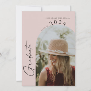 Modern Minimalist 2 Photo Graduation Party  Invitation