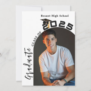 Modern Minimalist 2 Photo Graduation Party  Invitation