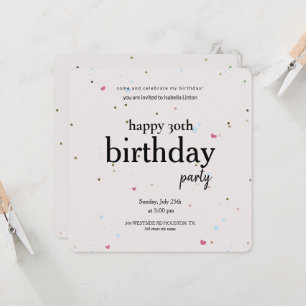 Modern Minimalist 30th Birthday Party, 30th Birth Invitation