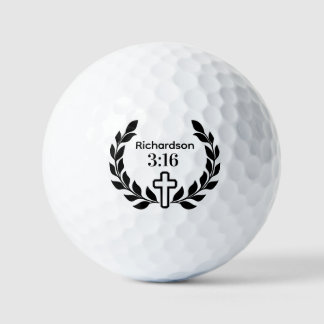 Modern Minimalist 3:16 Script with Cross  Golf Balls