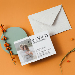 Modern Minimalist 3 Photo Black & White Engagement Invitation