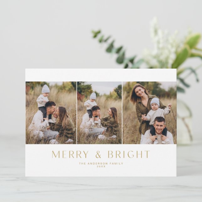 Modern Minimalist 3 Photo Card  (Standing Front)