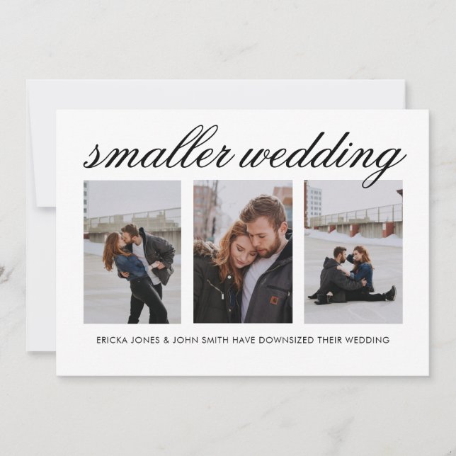 Modern Minimalist 3 Photo Smaller Wedding Announcement (Front)
