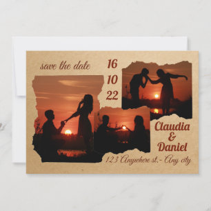 Modern minimalist 3 photo wedding invitation