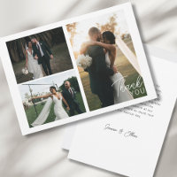 Modern Minimalist 3 Photos Wedding Thank you