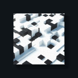 Modern Minimalist 3D Isometric Cubes - Abstract Bl Canvas Print<br><div class="desc">A striking contemporary abstract artwork featuring a dense matrix of 3D isometric cubes. The design utilizes a high-contrast monochromatic palette of solid black and crisp white, with varying cube heights creating a dynamic, architectural landscape. Perfect for adding a sophisticated, tech-inspired, and structured look to any modern home office, gaming room,...</div>