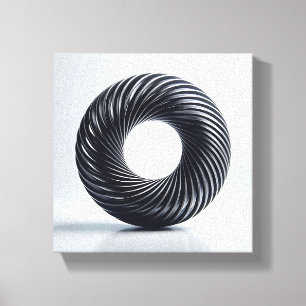 Modern Minimalist 3D Spiral Torus - Abstract Metal Canvas Print