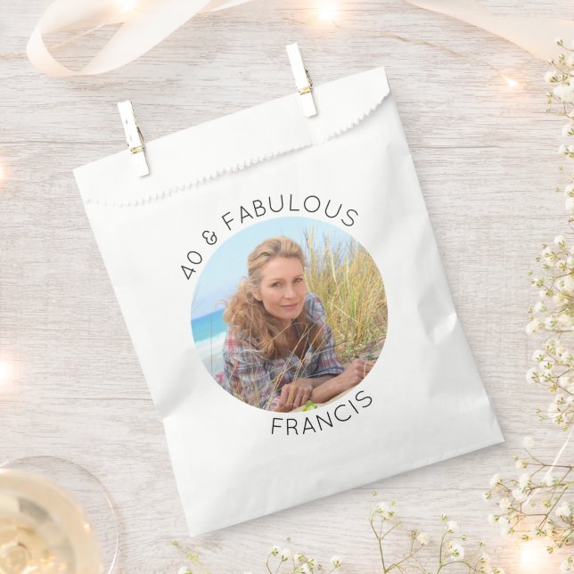 Modern Minimalist 40 & Fabulous Circle Photo Favour Bag (Clipped)