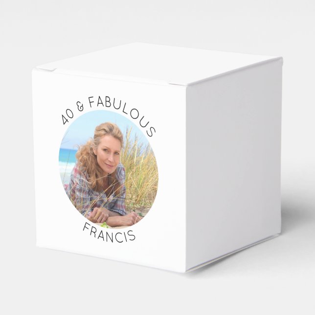 Modern Minimalist 40 & Fabulous Photo Favor Box (Front Side)
