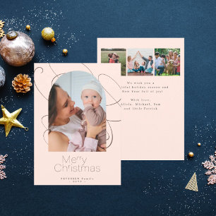Modern minimalist 4 photo Christmas Holiday Card
