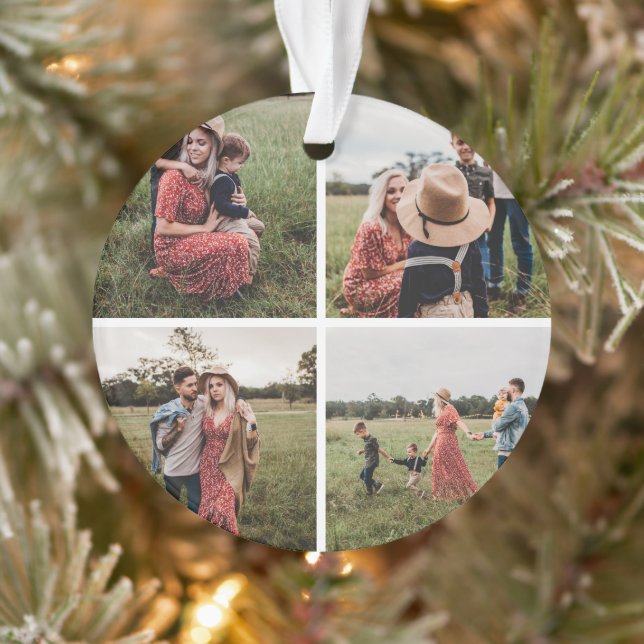 Modern Minimalist 4 Photo Collage Ornament (Tree)
