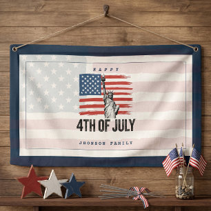 Modern Minimalist 4th of July Patriotic BBQ Party Banner