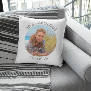 Modern Minimalist 50 & Fabulous Photo Throw Pillow