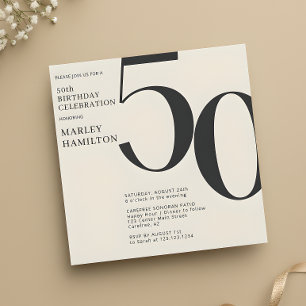 Modern Minimalist 50th Birthday Invitation
