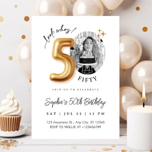 Modern Minimalist 50th Birthday Photo Invitation
