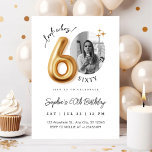 Modern Minimalist 60th Birthday Photo Invitation<br><div class="desc">Modern Minimalist 60th Birthday Photo Invitation | Gold Balloon Milestone Party Invite. Celebrate turning Sixty in elegant style with this Modern Minimalist 60th Birthday Photo Invitation ✨ Featuring chic gold balloon typography and a clean, contemporary layout, this design allows you to personalize the invitation with your own photo — making...</div>