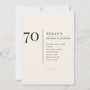 Modern Minimalist 70th Adult Birthday Celebration Invitation