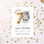 Modern Minimalist 70th Birthday Photo Invitation<br><div class="desc">Modern Minimalist 70th Birthday Photo Invitation | Gold Balloon Milestone Party Invite. Celebrate turning Seventy in elegant style with this Modern Minimalist 70th Birthday Photo Invitation ✨ Featuring chic gold balloon typography and a clean, contemporary layout, this design allows you to personalize the invitation with your own photo — making...</div>