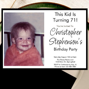 Modern Minimalist 71st Birthday Photo Invitation 
