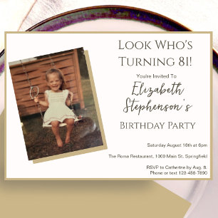 Modern Minimalist 81st Birthday Photo Invitation 