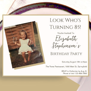 Modern Minimalist 85th Birthday Photo Invitation