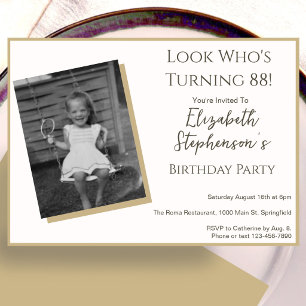 Modern Minimalist 88th Birthday Photo Invitation