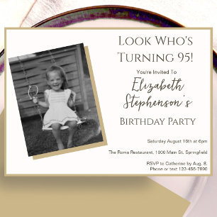 Modern Minimalist 95th Birthday Photo Invitation 