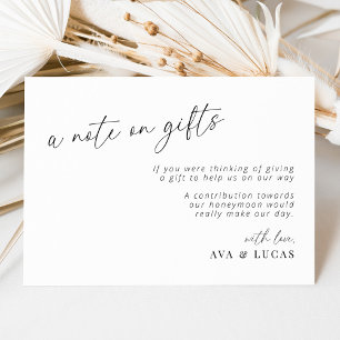 Modern Minimalist A Note On Gifts Honeymoon Fund Enclosure Card