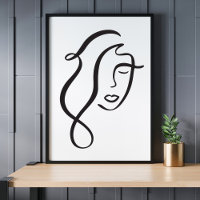 Modern Minimalist Abstract Face Line Art Drawing