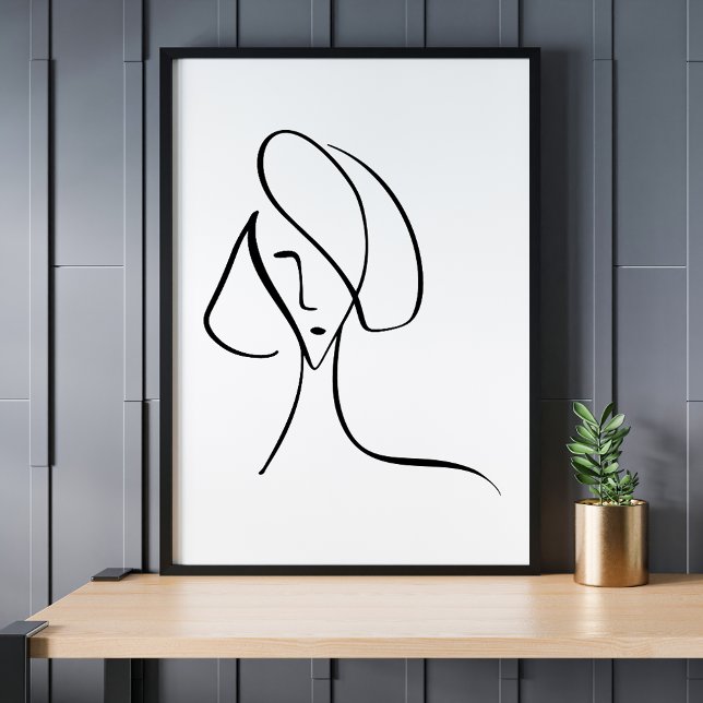 Modern Minimalist Abstract Face Line Art Drawing Poster (Creator Uploaded)