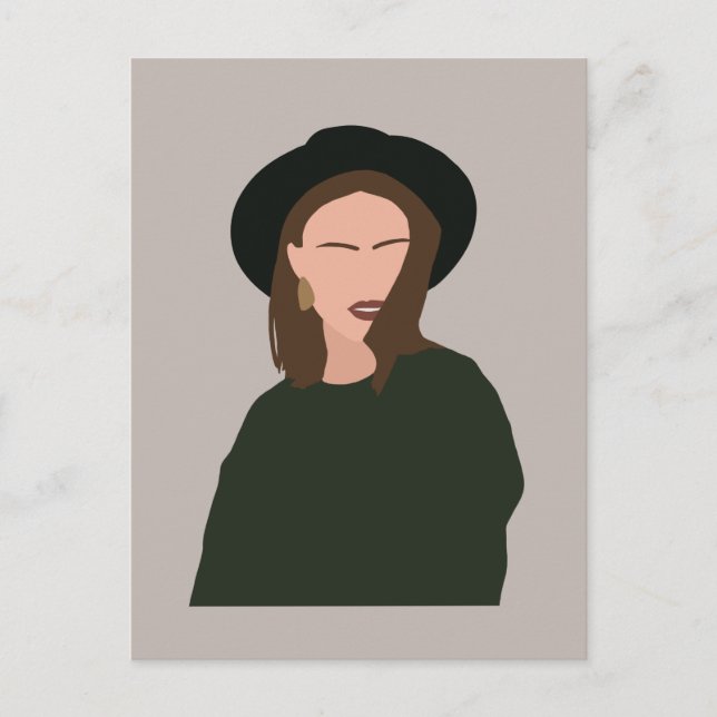 Modern Minimalist Abstract Girl in Hat Poster Postcard (Front)