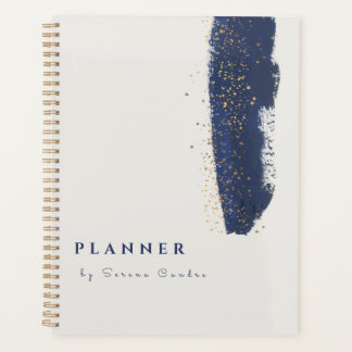 Modern Minimalist Abstract Indigo Brush Stroke Planner