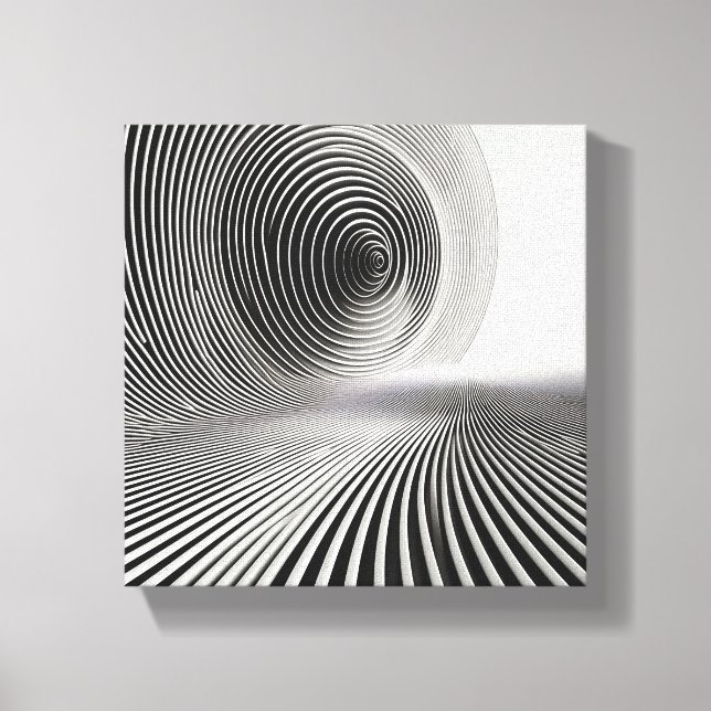 Modern Minimalist Abstract Linear Swirl - 3D  Canvas Print (Front)