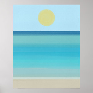 Modern Minimalist Abstract Ocean Sandy Beach Poster