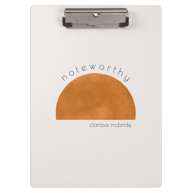 Modern Minimalist Abstract Sun Personalized  Clipboard (Front)