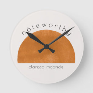 Modern Minimalist Abstract Sun Personalized  Round Clock
