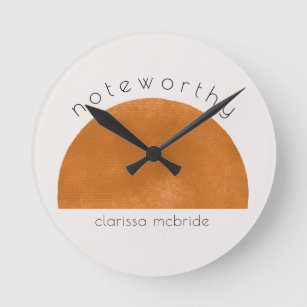Modern Minimalist Abstract Sun Personalized  Round Clock