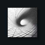 Modern Minimalist Abstract Wireframe Tunnel - 3D  Canvas Print<br><div class="desc">A captivating and dynamic digital artwork featuring a complex, twisted wireframe tunnel that leads to a bright circular light. The design creates an intense sense of depth and motion through its intricate geometric mesh and dramatic linear perspective. Perfect for tech-themed office spaces, modern gaming rooms, or as a bold architectural...</div>