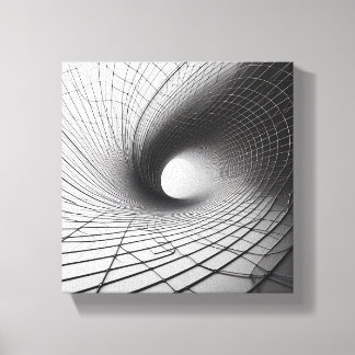 Modern Minimalist Abstract Wireframe Tunnel - 3D Canvas Print
