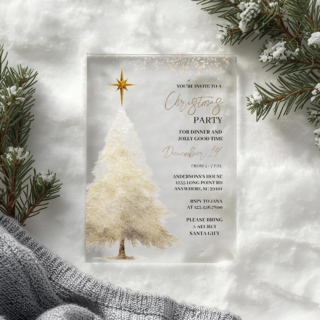 Modern Minimalist Acrylic Christmas Party Acrylic Invitations (Creator Uploaded)