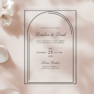 Modern Minimalist Acrylic Wedding Arch Border Invitations