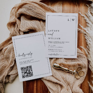 Modern Minimalist All In One Qr Code Wedding Invitation