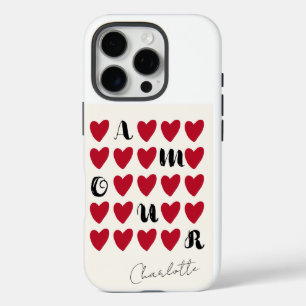 Modern Minimalist Amour Heart Valentine's Day Gift iPhone 16 Pro Case