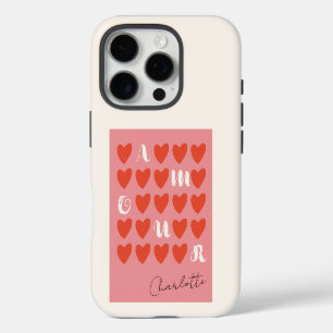 Modern Minimalist Amour Heart Valentine's Day Gift iPhone 16 Pro Case