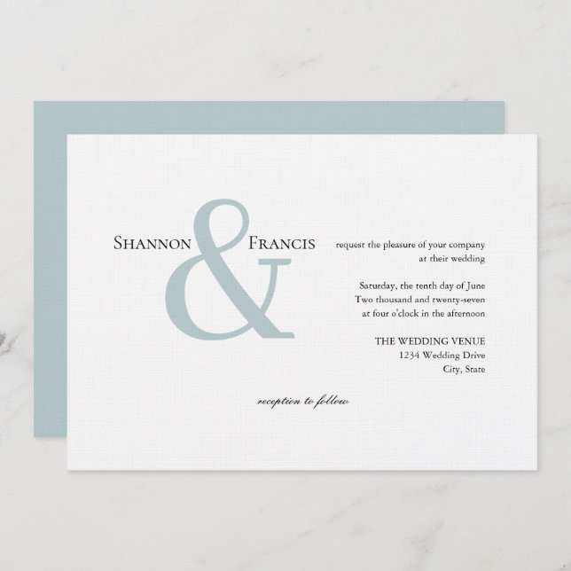 Modern Minimalist Ampersand Wedding Invitation (Front/Back)