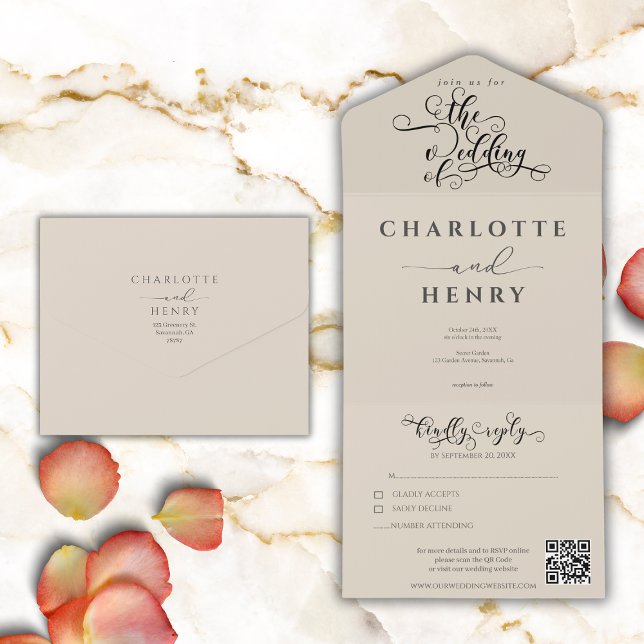 Modern Minimalist and Elegant  QR Code Wedding All In One Invitation (Creator Uploaded)